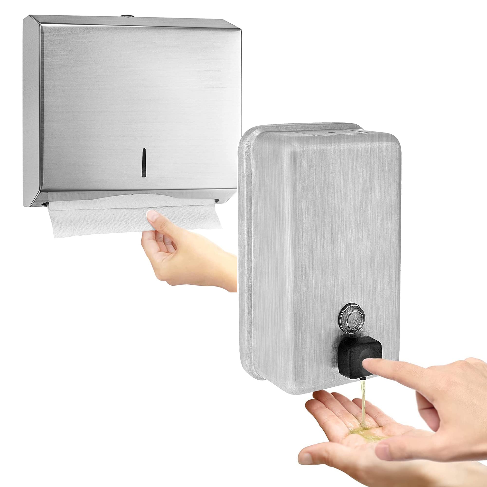 Alpine Industries Vertical Wall Mount Paper Towel Dispenser with 290 C-Fold & 380 Multi-Fold Towels - Commercial & Home Kitchen, Restroom, Office Use