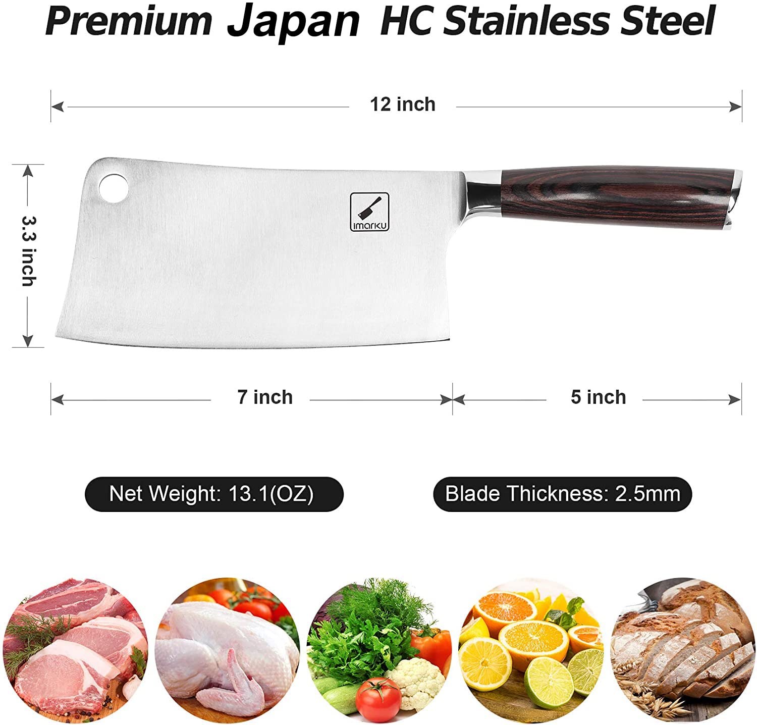**Imarku 7 Inch Meat Cleaver Knife & 16-Piece Dishwasher Safe Kitchen Knife Set - High Carbon Stainless Steel, Ultra Sharp with Ergonomic Handle - Perfect for Butchering, Chopping & Food Prep**