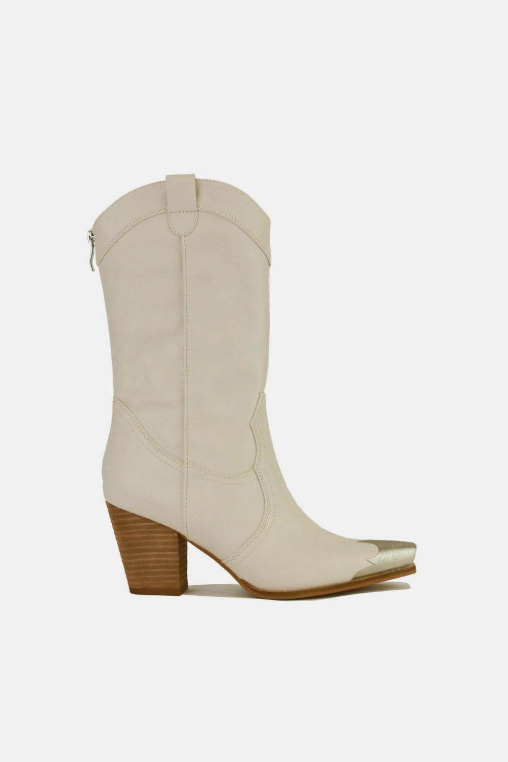Beast Fashion Women's Metal Toe Block Heel Ankle Boots - Chunky Heel Booties for Women | Perfect for Night Out, Party & Casual Wear