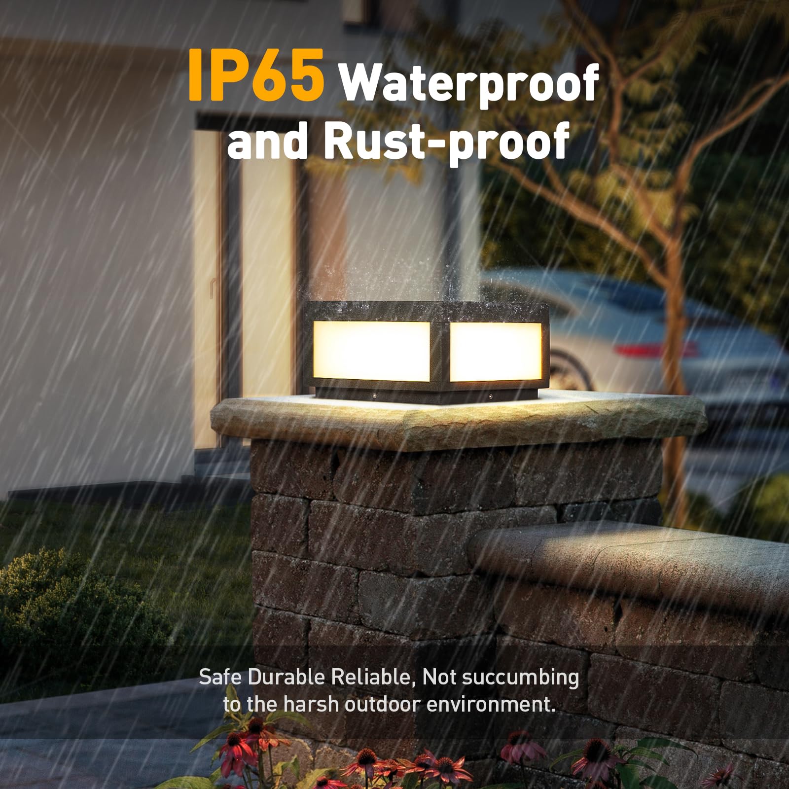 Solar Post Lights Outdoor Waterproof - Modern Aluminum Column Lights with Dusk to Dawn Sensor, Flat Surface Deck Lamp for Porch, Fence, Patio, Garden & Pathway Lighting | Weatherproof & Energy Efficient Landscape Lighting Solution