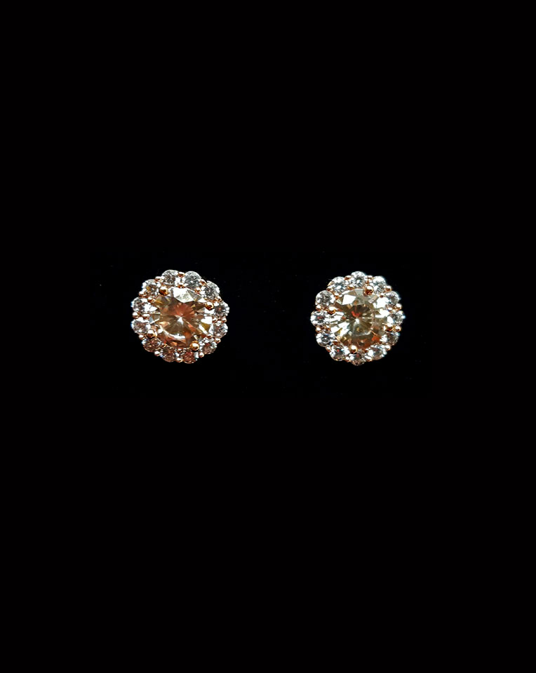 Elegant Bridal Earrings - Dainty Crystal Stud with Halo Design by Stephanie Browne | Perfect for Weddings, Prom & Special Occasions