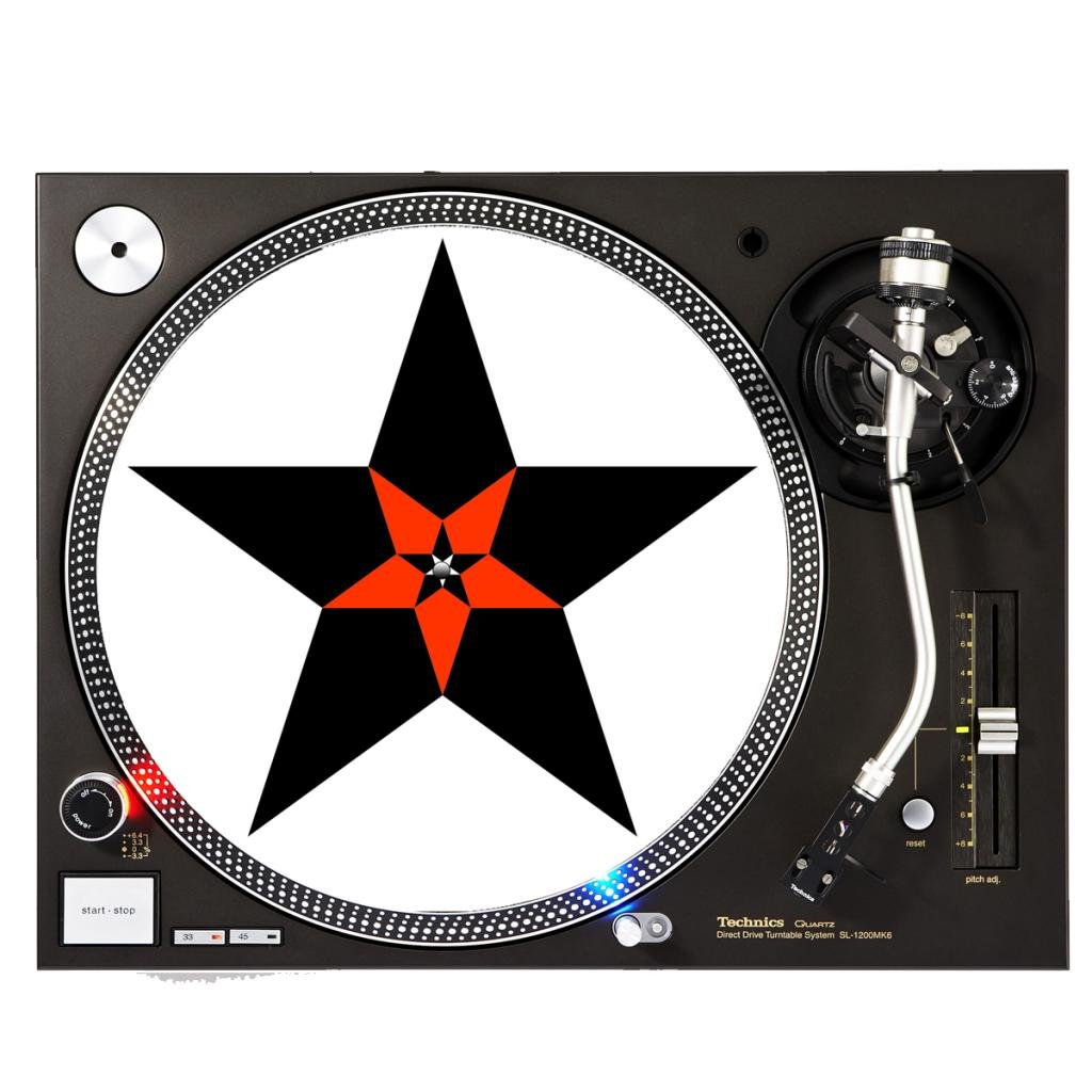 Premium Red & Black Star DJ Slipmats - Non-Slip Turntable Accessories for Vinyl Records - Perfect for DJs, Music Producers & Vinyl Enthusiasts - Great for Clubs, Home Studios & Live Performances