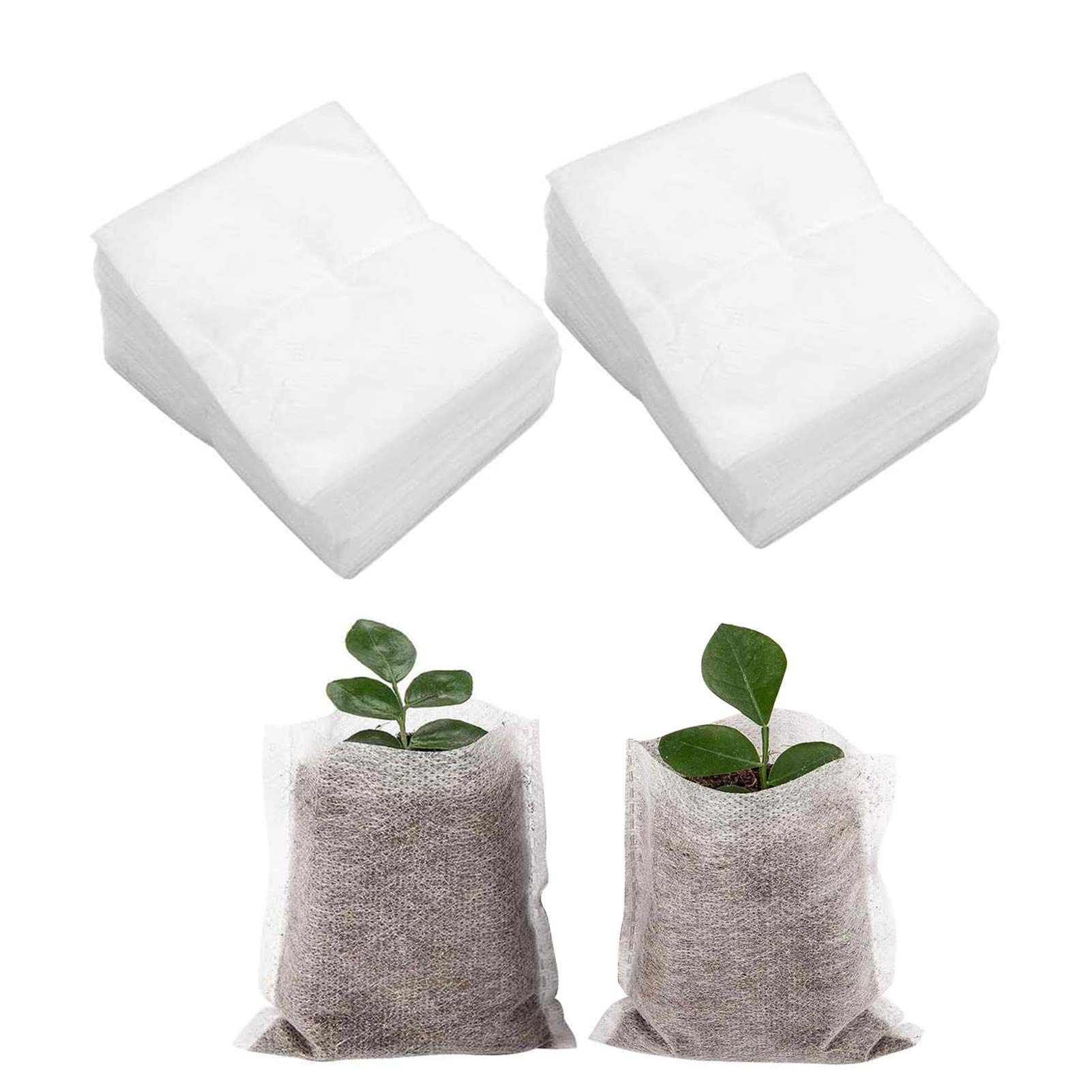 200pcs Biodegradable Non-Woven Plant Grow Bags - 3.9x4.7 Inch Nursery Pots for Seedlings, Vegetables & Herbs | Eco-Friendly Garden Planting Supplies for Home Gardening & Indoor Plants