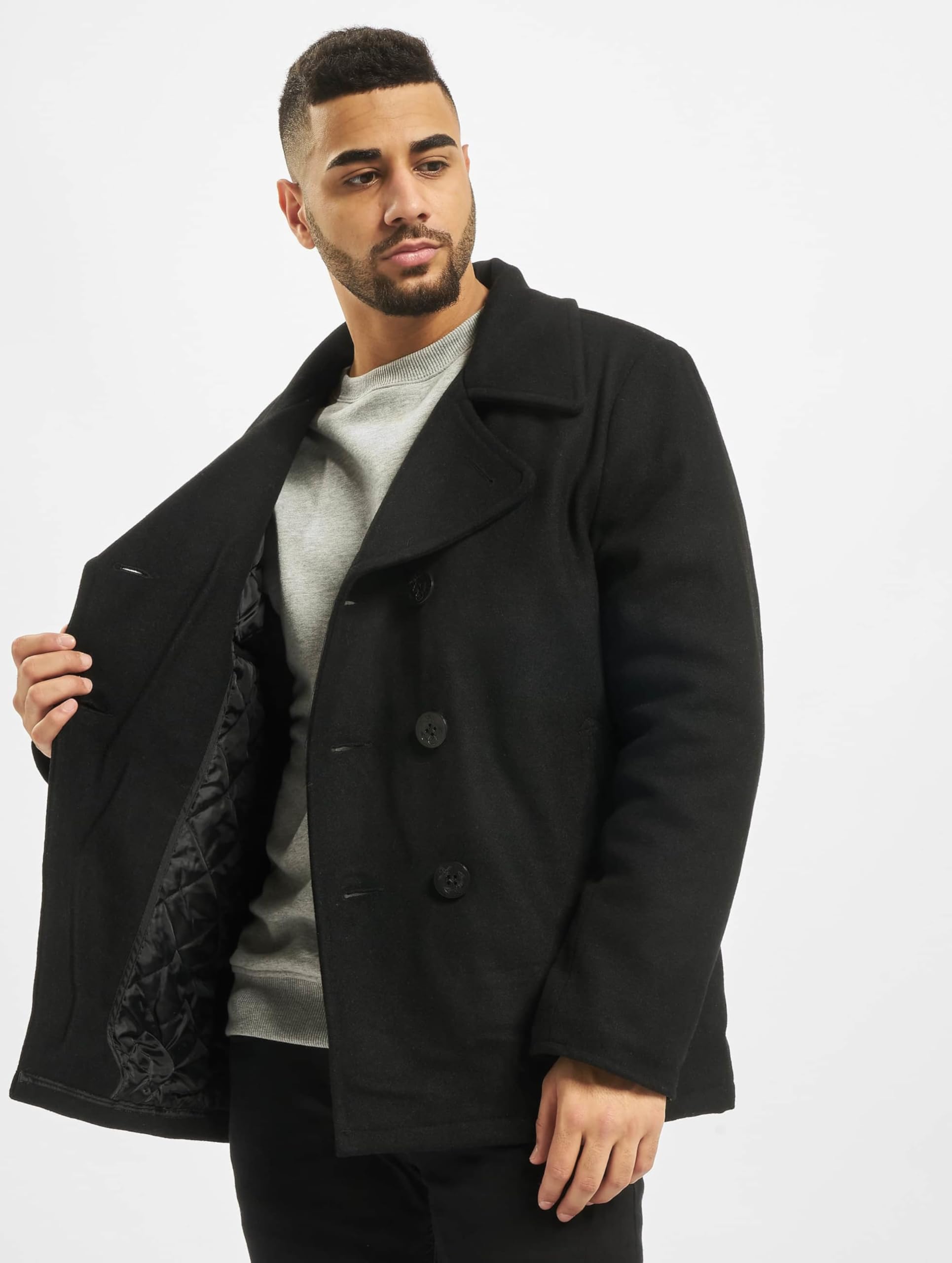 Men's Classic Black Pea Coat - Winter Warm Wool Overcoat for Business & Casual Wear | Perfect for Office, Dating & Outdoor Activities