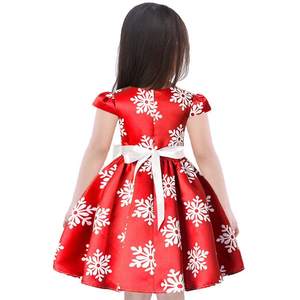 Baby Girls Princess Dress - Christmas Pageant Party Wedding Tutu Short Graduation Gown with Striped Snowflake Design | Perfect for Dance Recitals, Holiday Photos & Special Occasions