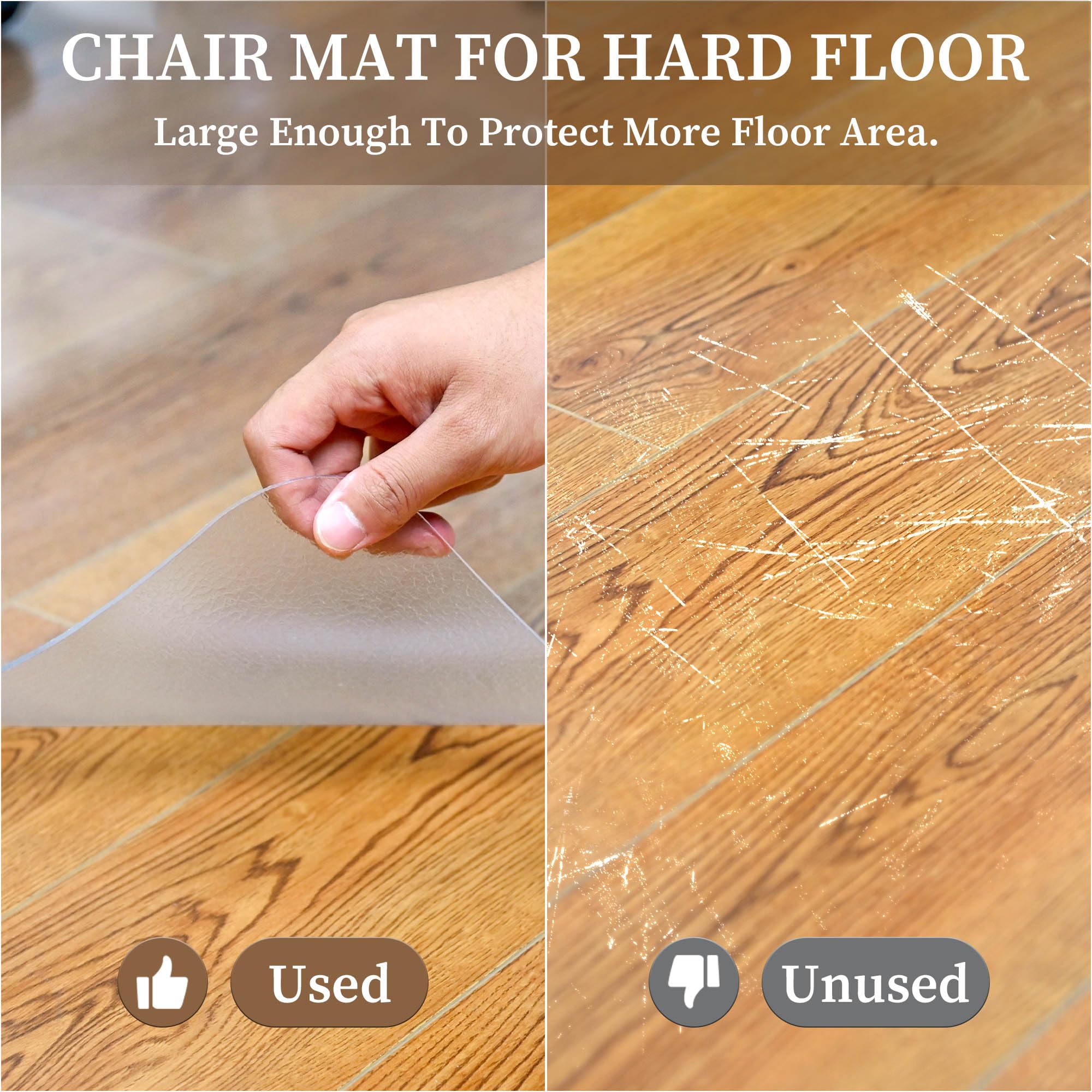 44” x 58” Clear Office Chair Mat for Hardwood Floors - Large Floor Protector with Easy Rolling & Cleaning - Perfect for Home Office, Study Room & Workspace (Rectangle)
