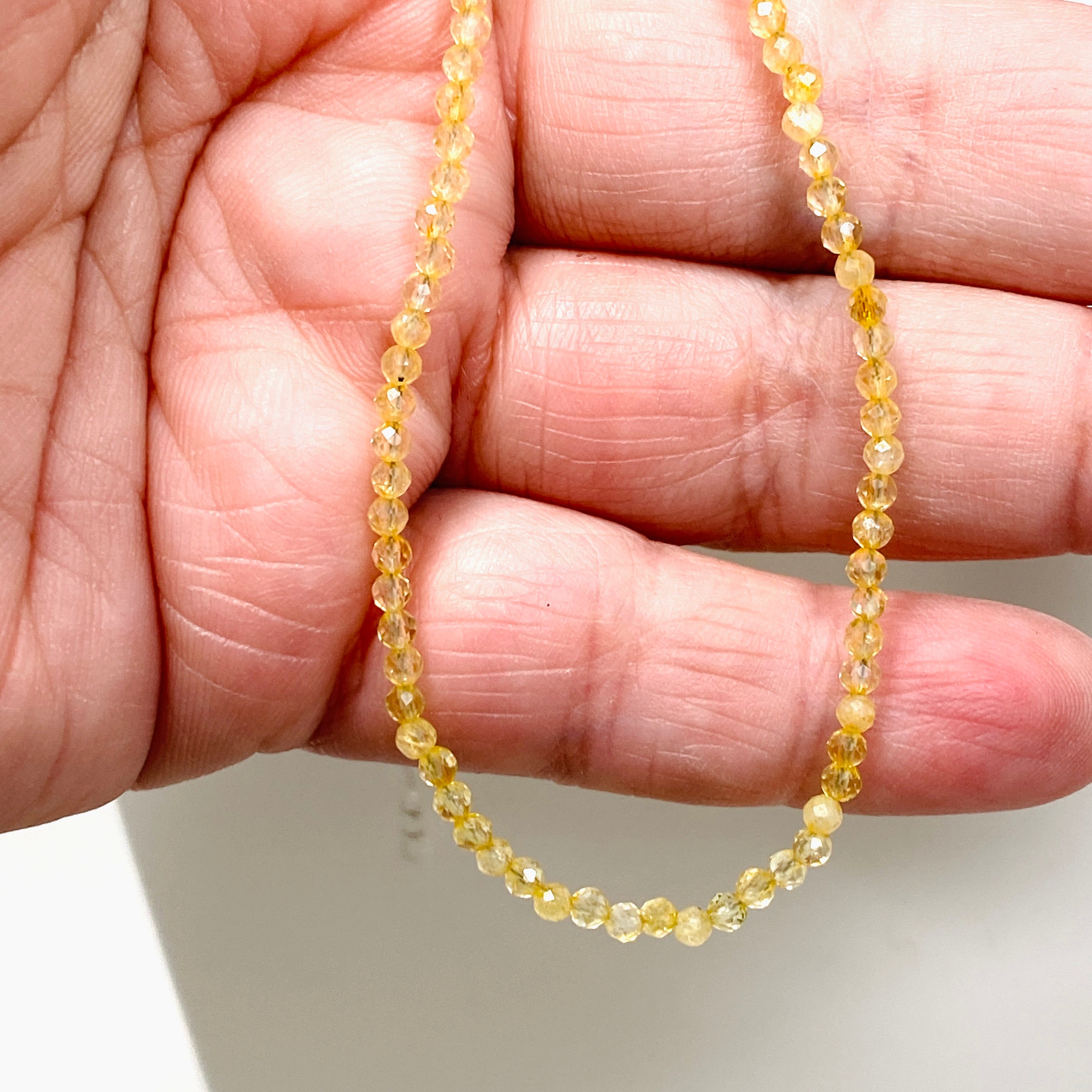2.5mm Micro Bead Citrine Necklace - Elegant Healing Crystal Jewelry for Meditation, Yoga & Spiritual Wellness