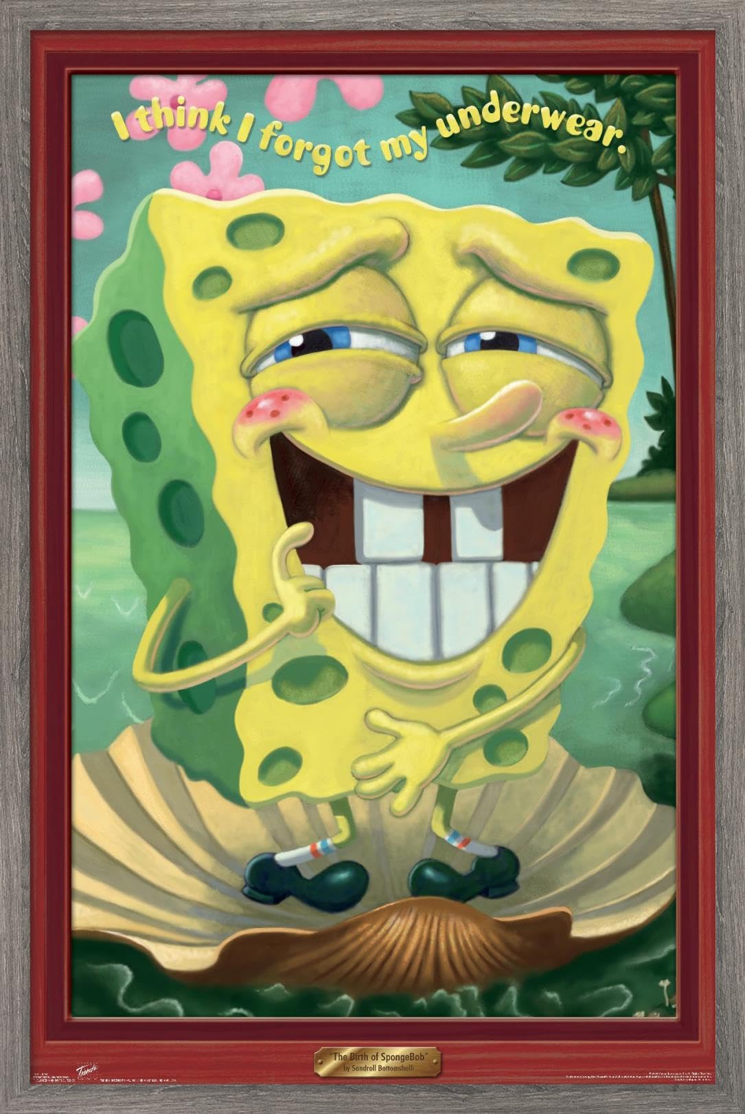 Trends International Nickelodeon SpongeBob SquarePants Underwear Wall Poster - 14.725 x 22.375 Inches, Barnwood Framed Art Print - Perfect for Kids' Room Decor, Birthday Gifts & Cartoon Lover Collections