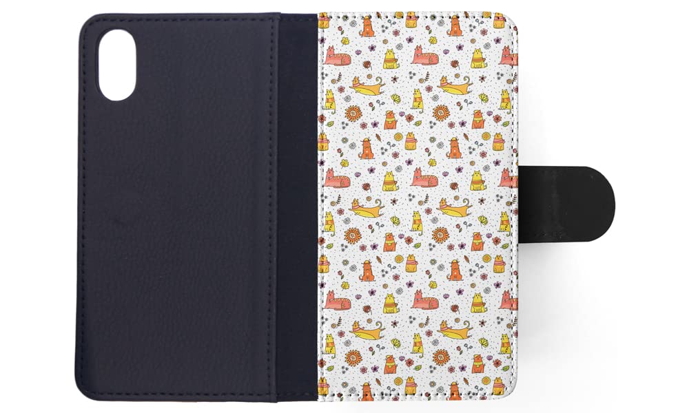 Cute Autumn Cat Pattern Flip Wallet Phone Case for Apple iPhone X & Xs - Stylish Protective Cover for Everyday Use, Shopping & Travel