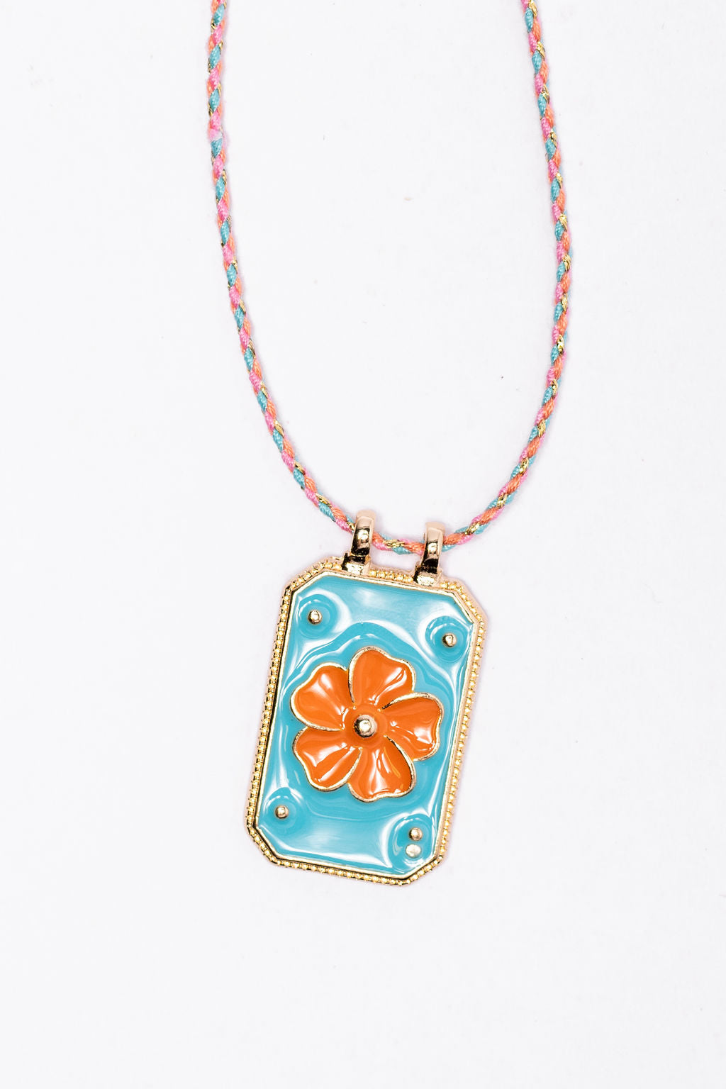 Orange Flower Tag Necklace - Dainty Floral Pendant Jewelry for Women | Perfect for Everyday Wear, Gift Giving & Special Occasions