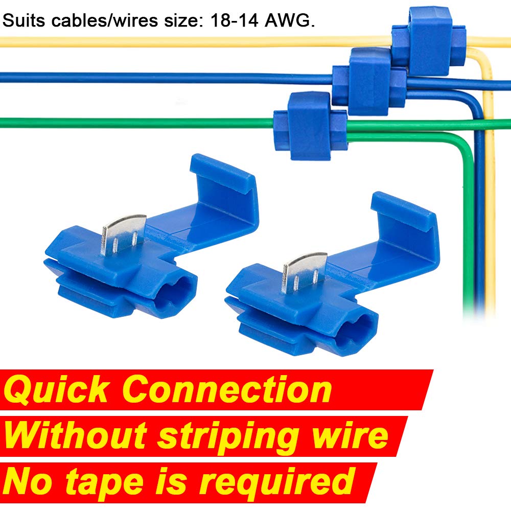 OIIKI 60pcs Quick Splice Wire Connectors - Solderless Electrical Terminals for 16-14 Gauge Cables (Blue) | Ideal for Automotive, Home Wiring & DIY Electrical Projects