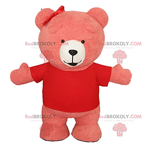 SPOTSOUND Giant Pink Teddy Bear Costume - Cute Redbrokoly Mascot Outfit for Adults & Kids | Perfect for Cosplay, Halloween, Parties & Photo Props