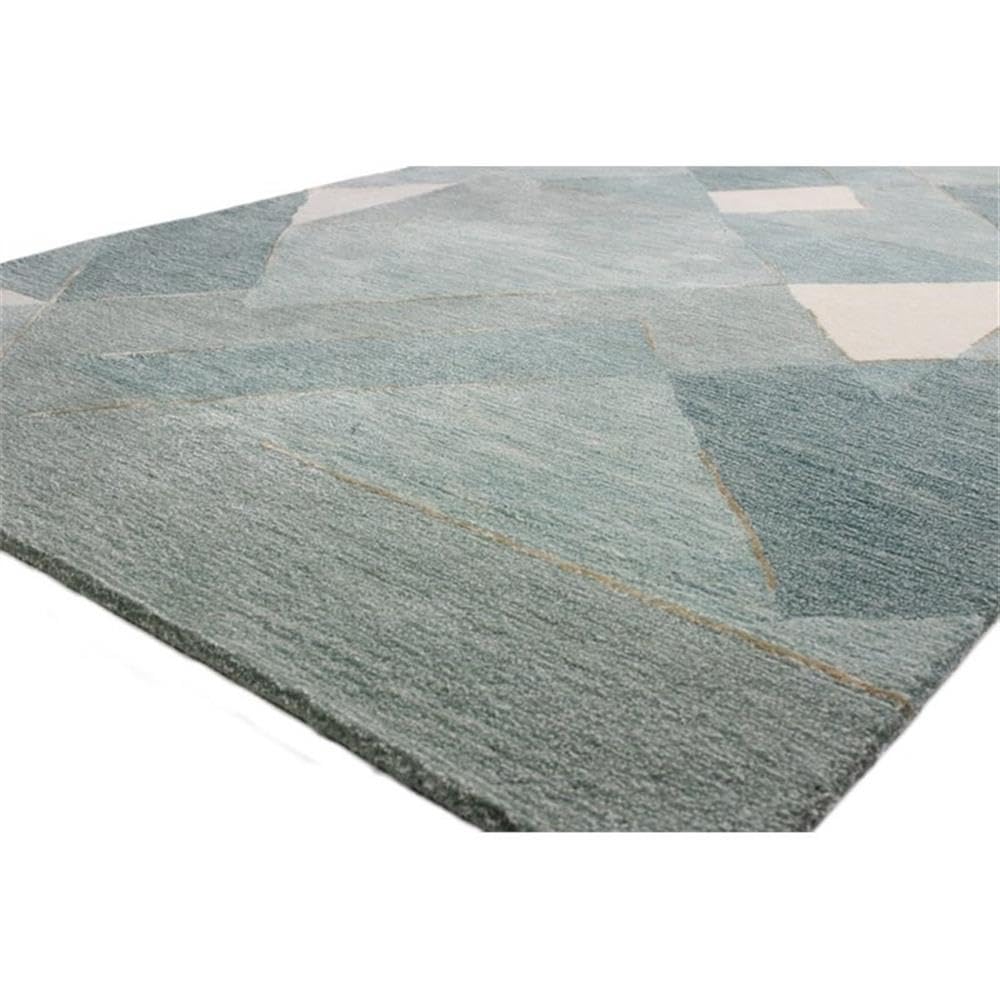 Luxury Hand Tufted Wool & Viscose Area Rug 5.6’x8.6’ - Bashian Collection - Soft Aqua Runner Rug for Entryway, Living Room, Bedroom - Home Decor & Floor Covering for Cozy Modern Interiors