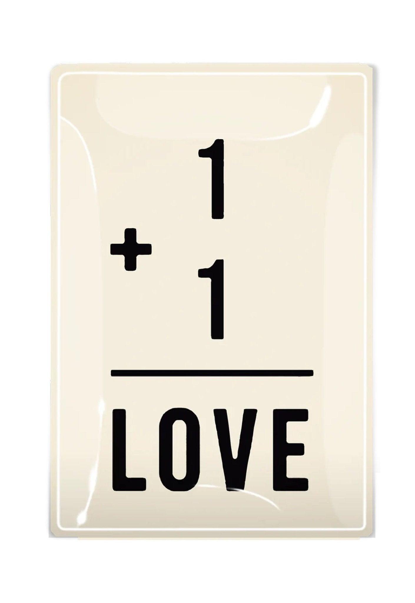 1+1 = Love Decoupage Glass Tray - Elegant Handmade Serving Tray for Wedding, Anniversary & Romantic Gifts - Perfect for Dining, Breakfast in Bed & Home Decor