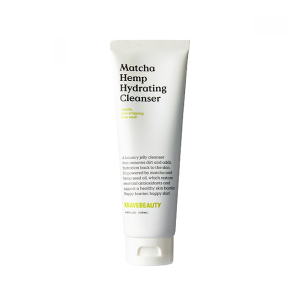 KRAVEBEAUTY Matcha Hemp Hydrating Cleanser - Gentle Face Wash for Dry & Sensitive Skin | Vegan & Cruelty-Free | Perfect for Daily Skincare Routine & Makeup Removal