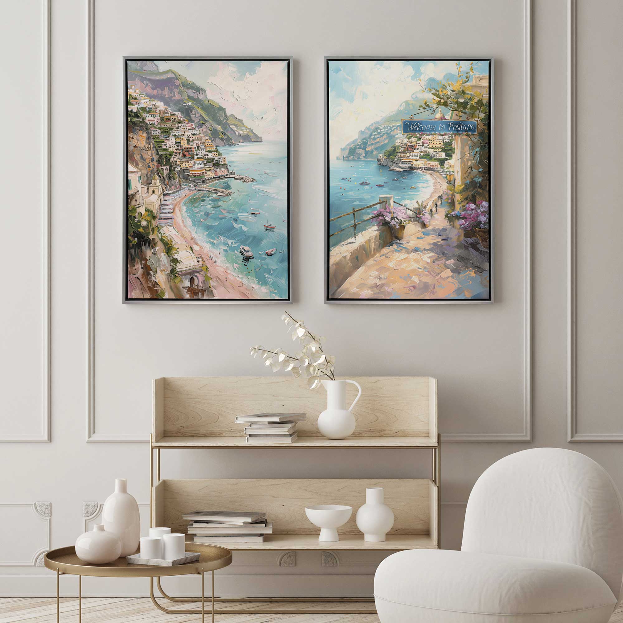 Coastal Charm Paradise Wall Art - Set of 2 Canvas Prints for Beach House Decor, Living Room & Bedroom