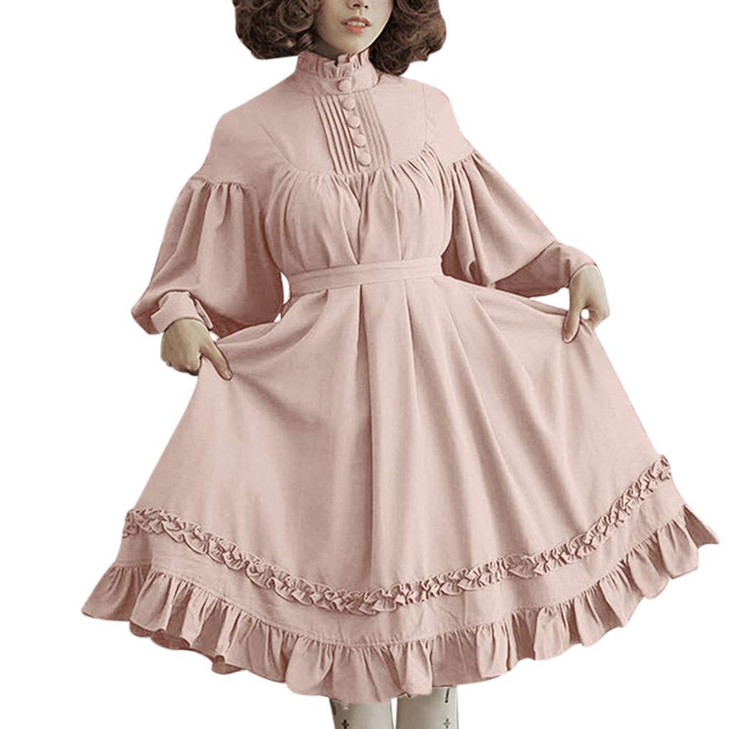 MONISE Women's Sweet Lolita Gothic Dress - Vintage Medieval Princess Court Skirt Maxi Dress for Cosplay, Halloween Costume & Gothic Fashion