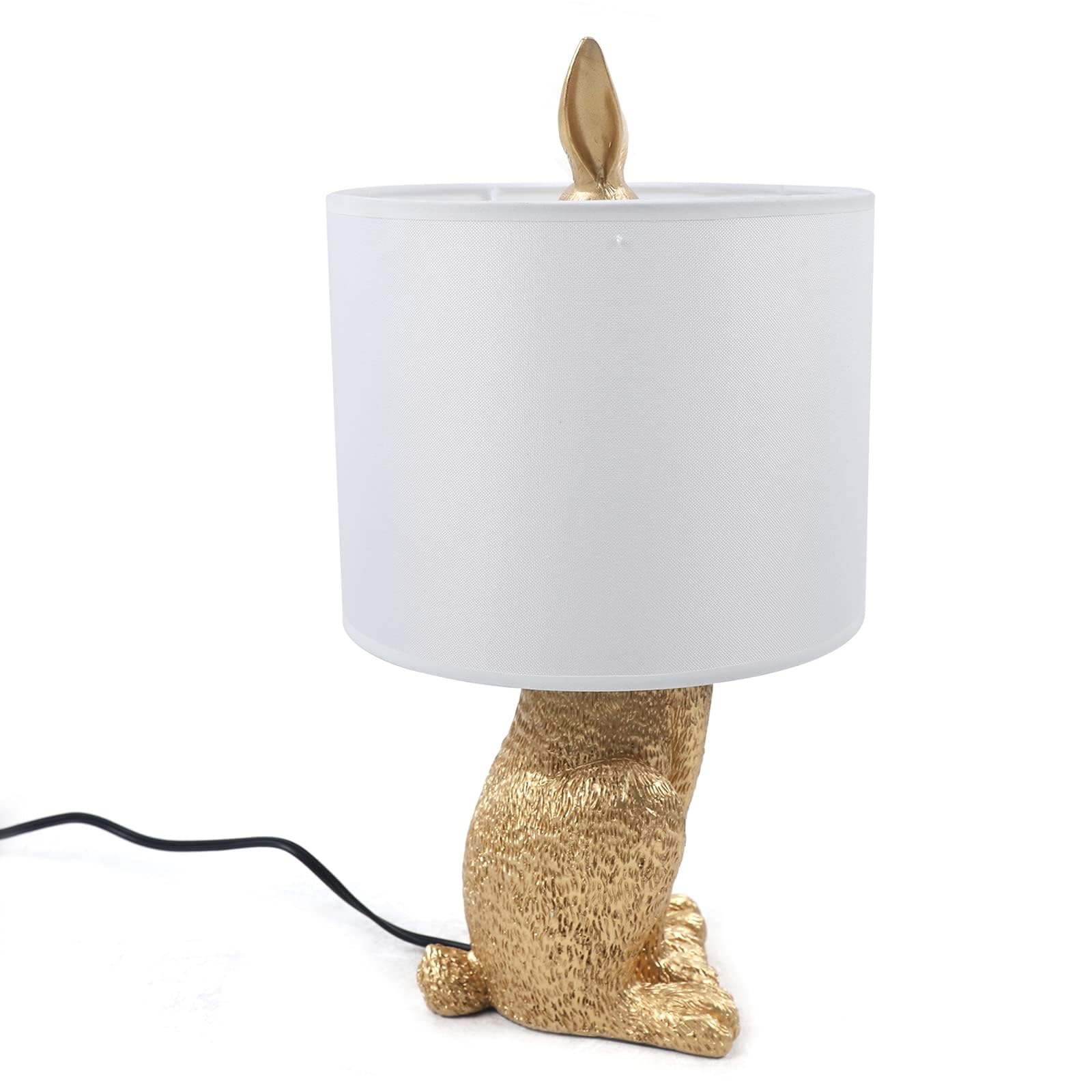 19 Inch Gold Rabbit Table Lamp - Cute Bunny Desk Light with LED, E27 Base (Bulb Not Included) - Perfect for Bedroom, Study, Office, or Kids Room Night Light Decoration