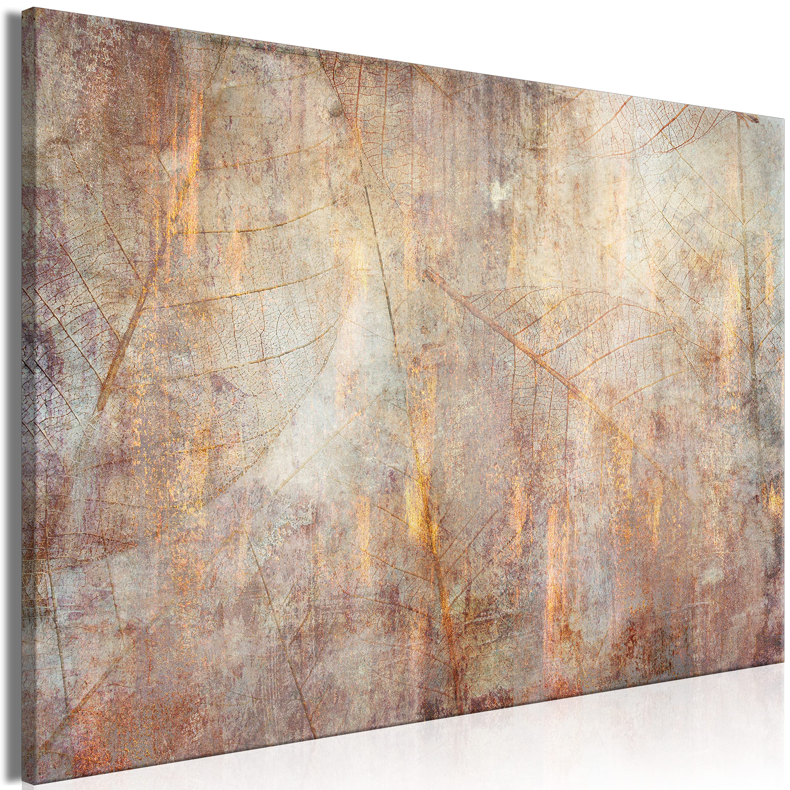 Artgeist Textured Canvas Wall Art - 35x24 in Modern Abstract Leaves Painting, Framed Botanical Print for Living Room, Bedroom & Office Decor