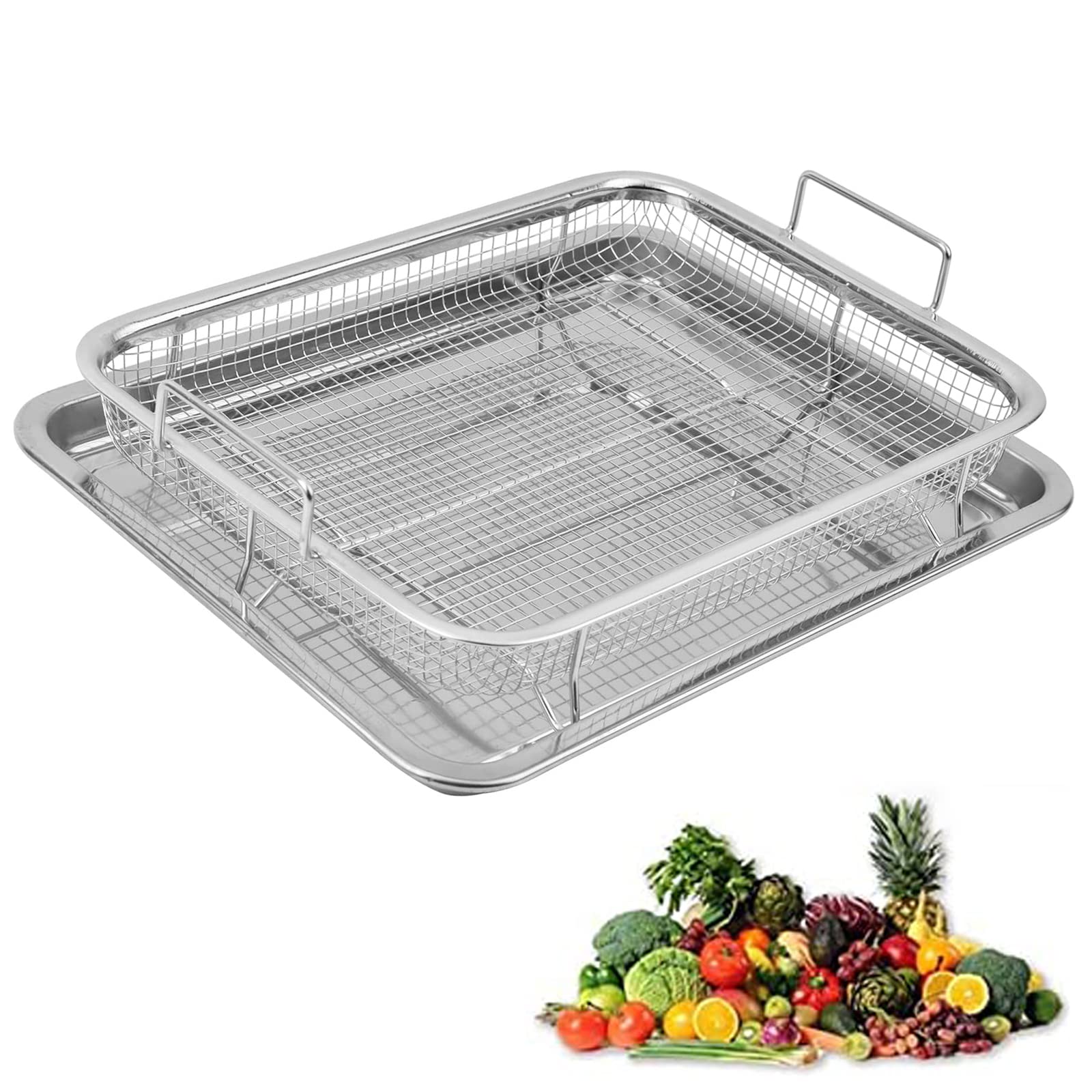 Upgraded 2-Piece Silicone Air Fryer Basket Set for Oven - 14.8