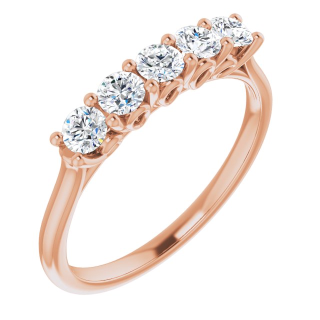 0.50 Carat Round Cut Diamond Wedding Band - 5 Stone Anniversary Ring for Women - Elegant Bridal Jewelry for Engagement, Proposal & Special Occasions