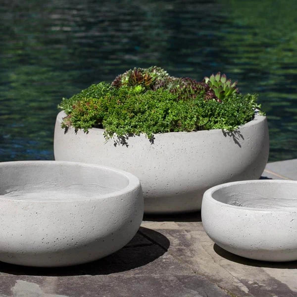 Rio Bowl Planter Set of 3 - Modern Ceramic Flower Pots for Indoor Plants, Succulents & Herbs - Perfect for Home Decor, Kitchen Windowsill & Office Desk - by Campania International