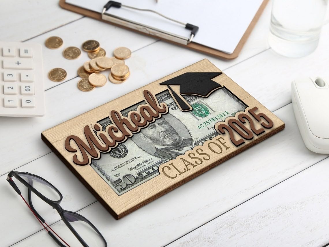 Personalized 2025 Graduation Money Holder - Custom Engraved Gift Card for High School & College Graduates - Perfect Class of 2025 Keepsake Gift for Son, Daughter, Friend - Ideal for Graduation Parties & Commencement Celebrations (MH12)