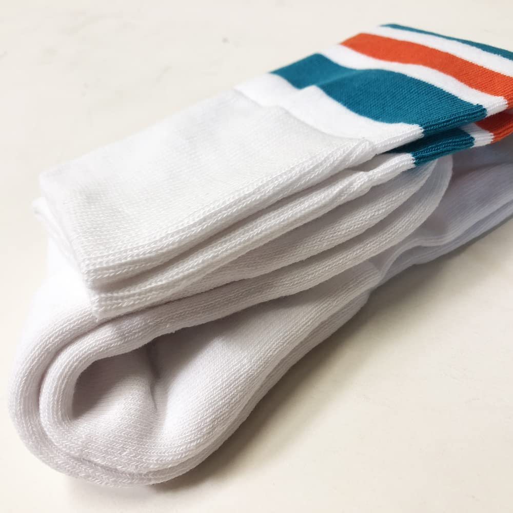 COUVER Striped White Knee High Sports Socks for Softball, Running & Athletic Performance - Comfortable & Breathable for Active Lifestyles