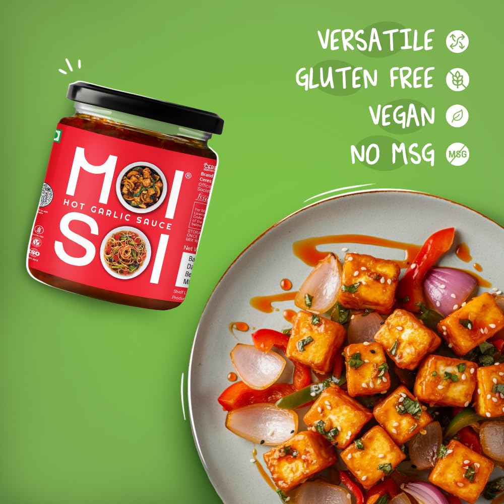 Premium MOI SOI Hot Garlic Sauce - Vegan, Gluten-Free, No MSG, No Artificial Colors - Perfect for Stir Fry, Marinating, Dipping & Cooking - Freshly Shipped 175g