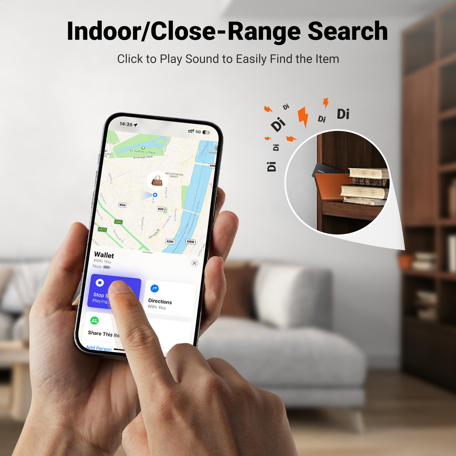 UGREEN FineTrack Slim Smart Finder for Apple Find My (iOS) - 1.7mm Ultra Slim IP68 Waterproof Bluetooth Tracker Card for Wallet, Keys & Luggage - Perfect for Travel, Office & Daily Essentials Tracking