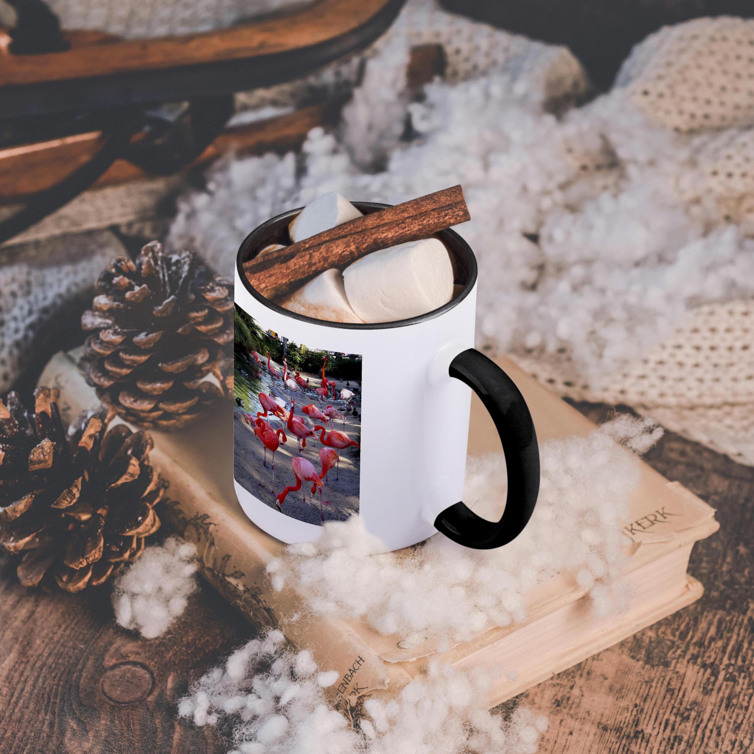 3D Rose Flamingo Design Ceramic Coffee Mug - 11 oz Insulated Tea Cup with Handle - Perfect for Home, Office, or Gift (mug_1223_9) - Great for Morning Coffee, Afternoon Tea, or Desk Decor