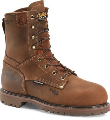 Carolina CA9528 Men's 8 Inch Waterproof Work Boots with 800g Insulation & Composite Safety Toe - Ideal for Construction, Winter Work & Outdoor Jobs
