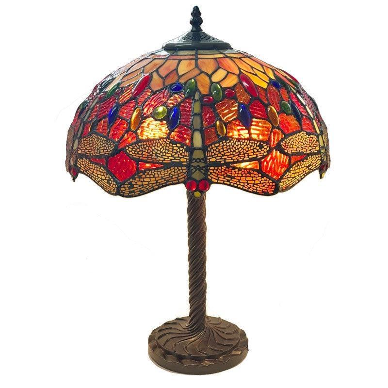Minster Orange 16 Dragonfly Tiffany Style Stained Glass Table Lamp - Vintage Home Decor for Living Room, Bedroom & Office