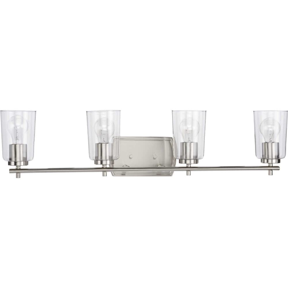 Progress Lighting Adley Collection 4-Light Brushed Nickel Traditional Wall Sconce - Perfect for Hallway, Bedroom, and Living Room Lighting Decor