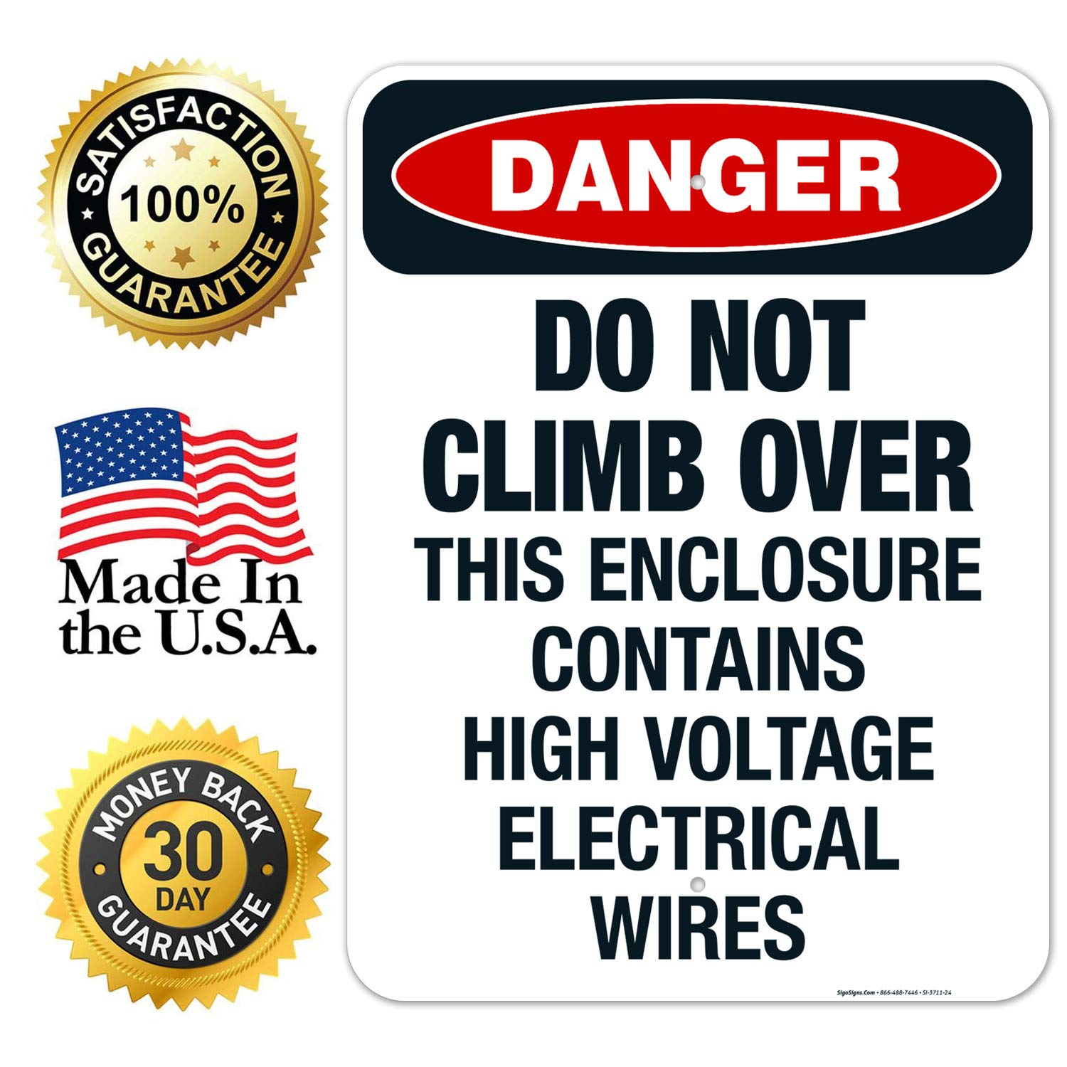 OSHA Approved 'Do Not Climb Over' Danger Sign - 18x24 Inch Rust-Free Aluminum Safety Sign - Fade Resistant for Indoor/Outdoor Use - Made in USA - Perfect for Construction Sites, Warehouses & Industrial Areas