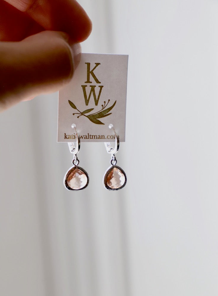 Petite Champagne Bezel Huggie Earrings - Dainty Gold Hoop Earrings for Women, Perfect for Everyday Wear & Special Occasions