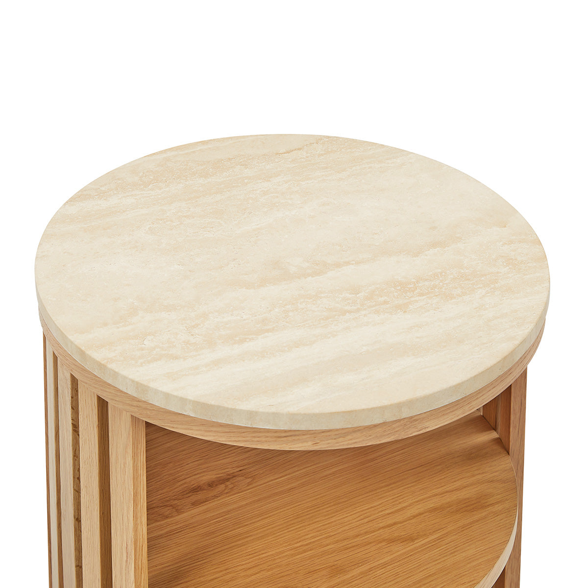 Modern Atlanta Travertine Bedside Table - Natural Stone Nightstand with Drawer for Bedroom, Living Room & Office - Stylish Home Decor Furniture