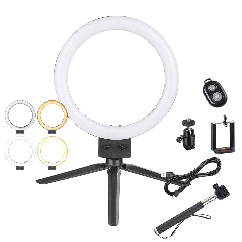 8-inch Bi-Color LED Ring Light with Adjustable Tripod Stand, Phone Holder & Bluetooth Remote - Perfect for Selfies, YouTube Videos, Live Streaming, and Professional Photography