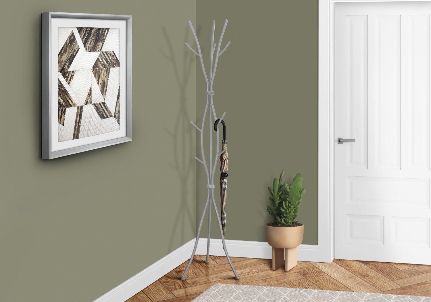 Stylish Silver Aster Coat Rack - Space-Saving Entryway Organizer for Hats, Scarves & Jackets | Perfect for Hallway, Bedroom or Office