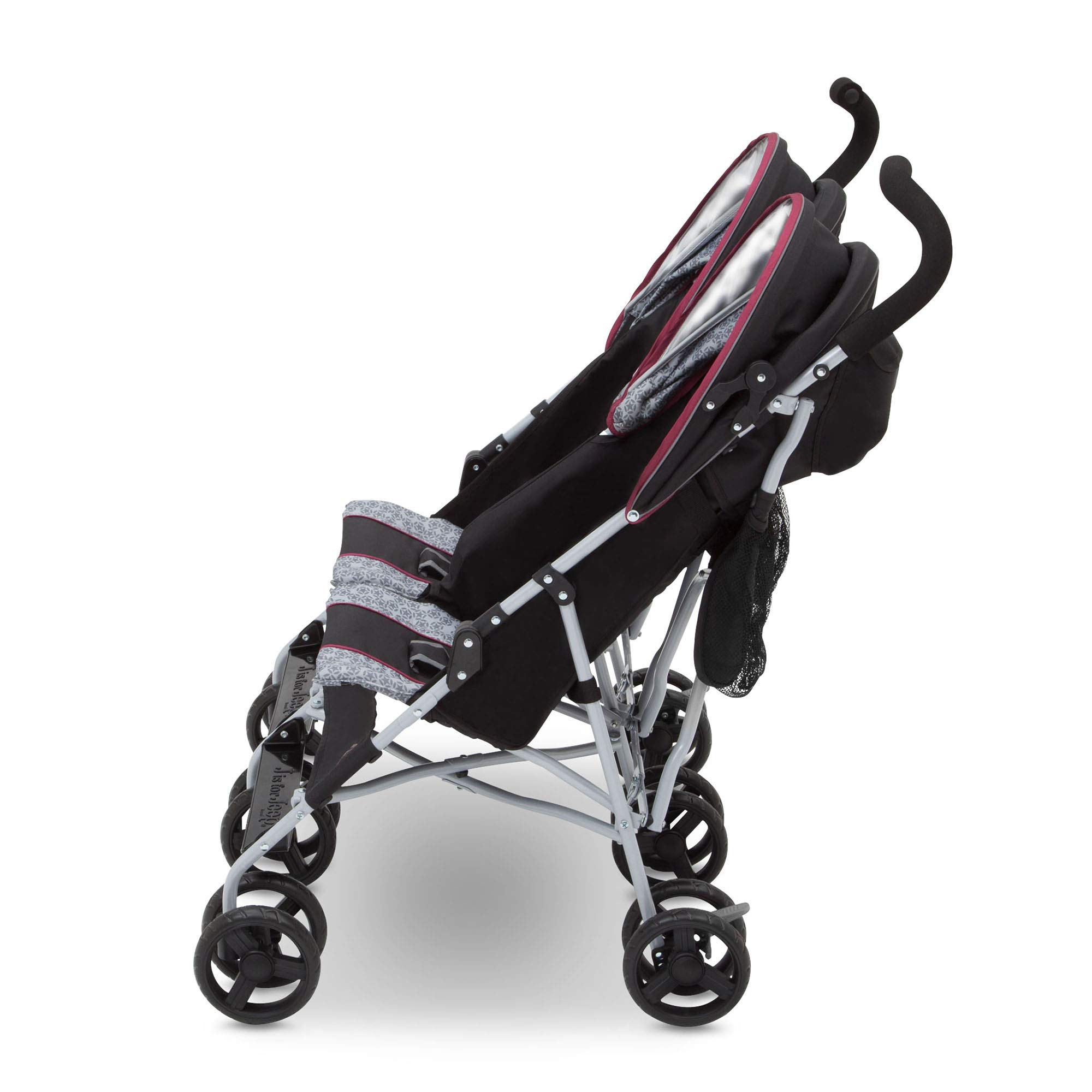 Jeep Scout Double Stroller for Toddlers - Lightweight Side by Side Baby Stroller with Canopy & Storage Basket, Lunar Burgundy - Perfect for Twins, Siblings or Daycare Use at Parks, Malls & Outdoor Adventures