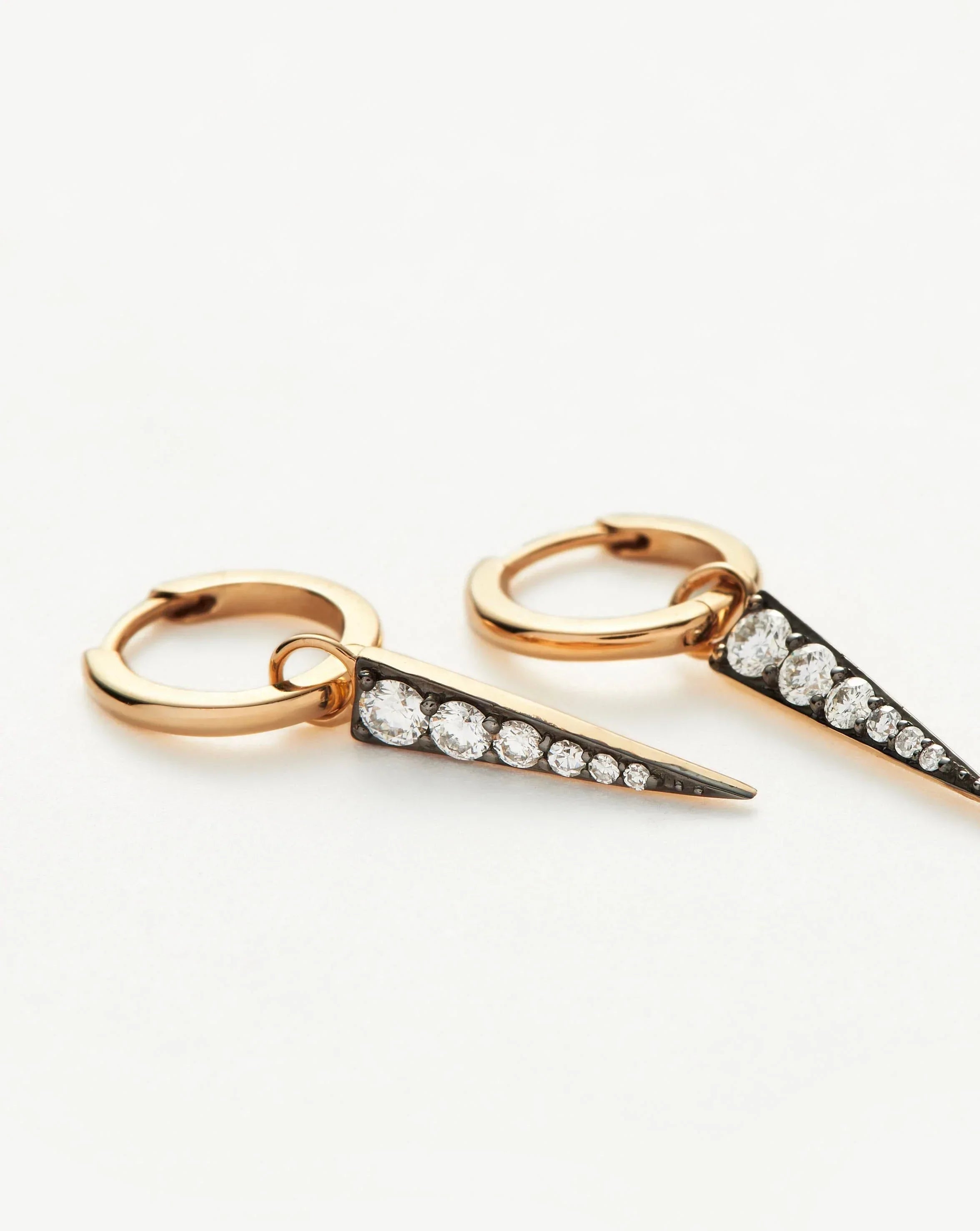 Fine Diamond Spike Charm Hoop Earrings for Women - 14K Gold Plated Dainty Stud Earrings for Everyday Wear | Perfect Gift for Birthday, Anniversary & Valentine's Day