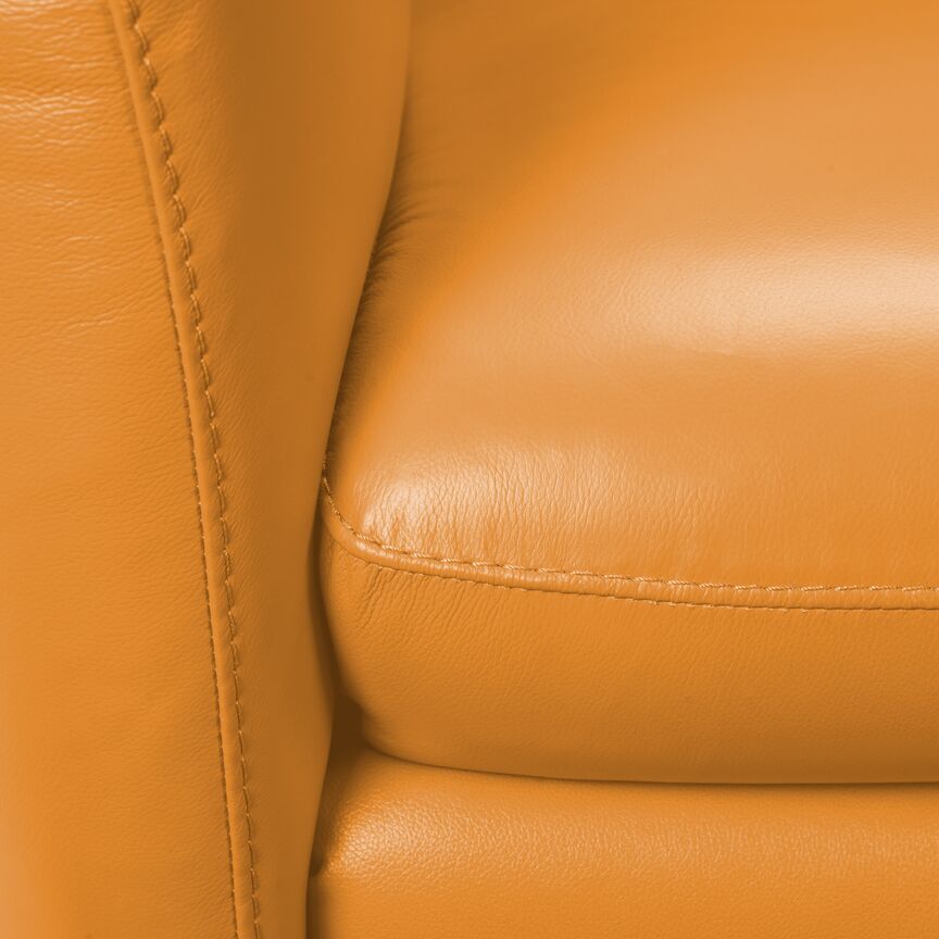 Premium Carlino Genuine Leather Chair in Honey Yellow - Modern Living Room & Office Seating for Comfort & Style