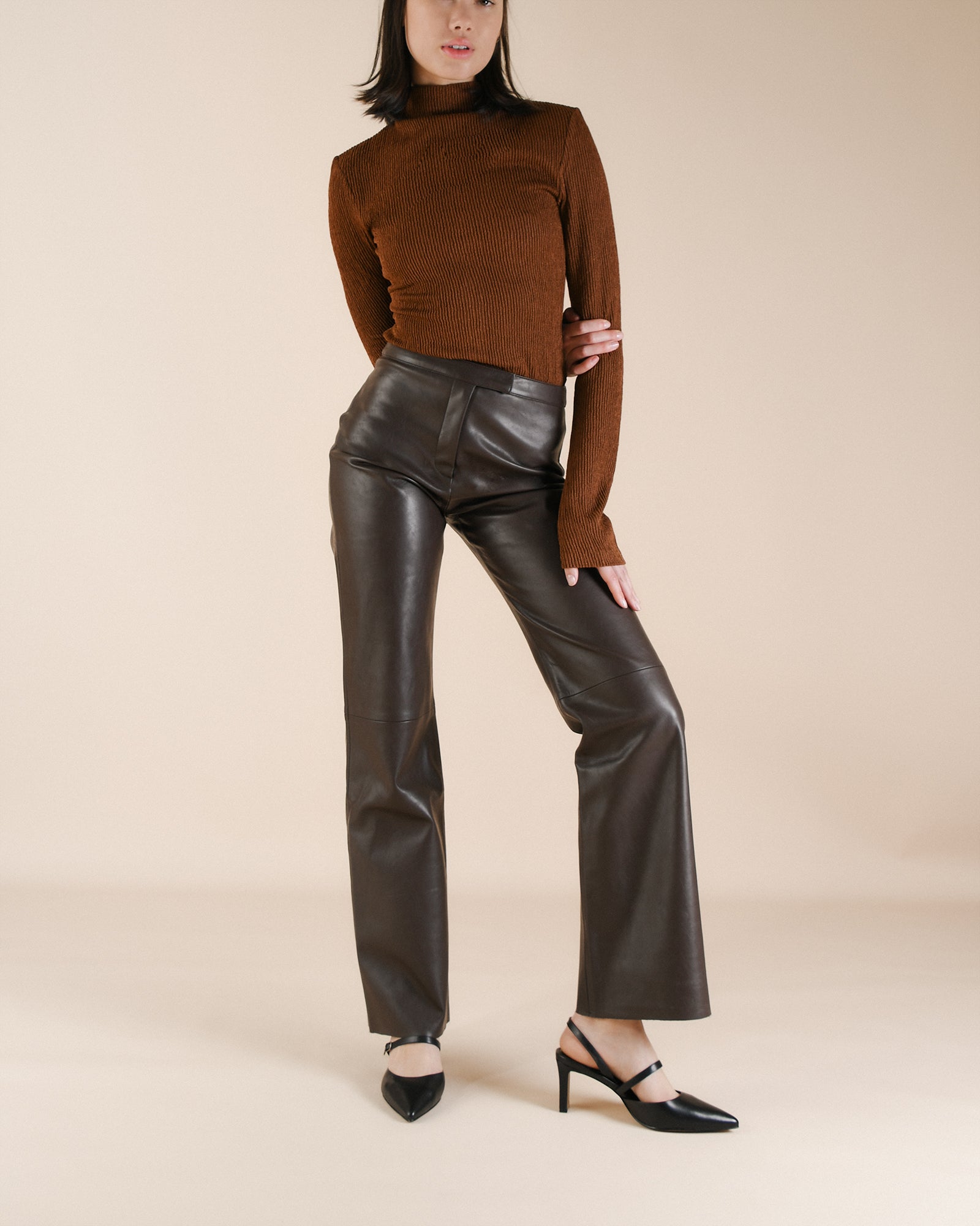 KARINA Women's Black Leather Mid Heel Pumps - Comfortable & Stylish for Work, Parties & Special Occasions