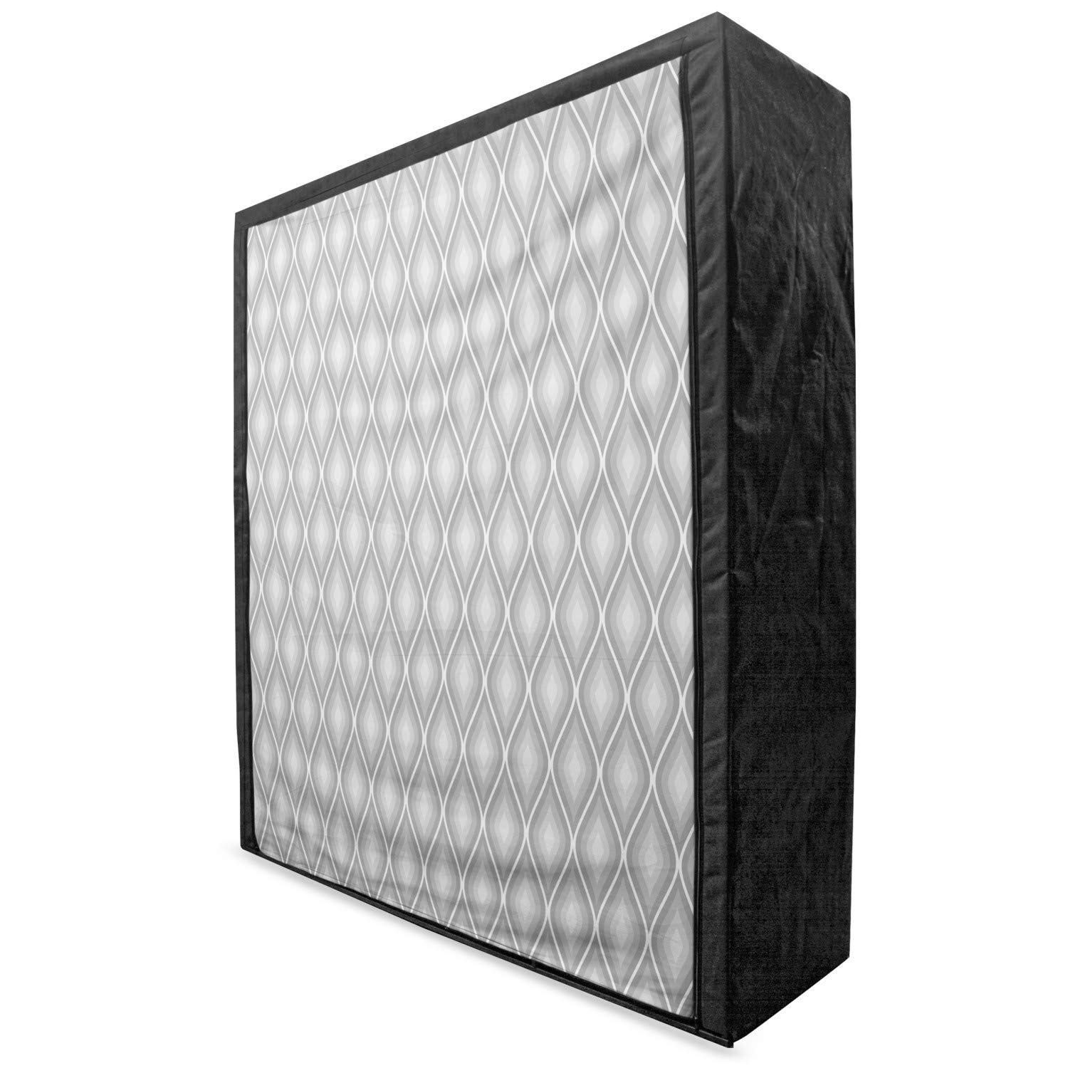 Ambesonne Grey Portable Fabric Wardrobe with Shelves | Victorian Rhombus Pattern Design | 59 Inch Clothing Organizer & Storage Closet for Bedroom, Dorm, or Travel Use