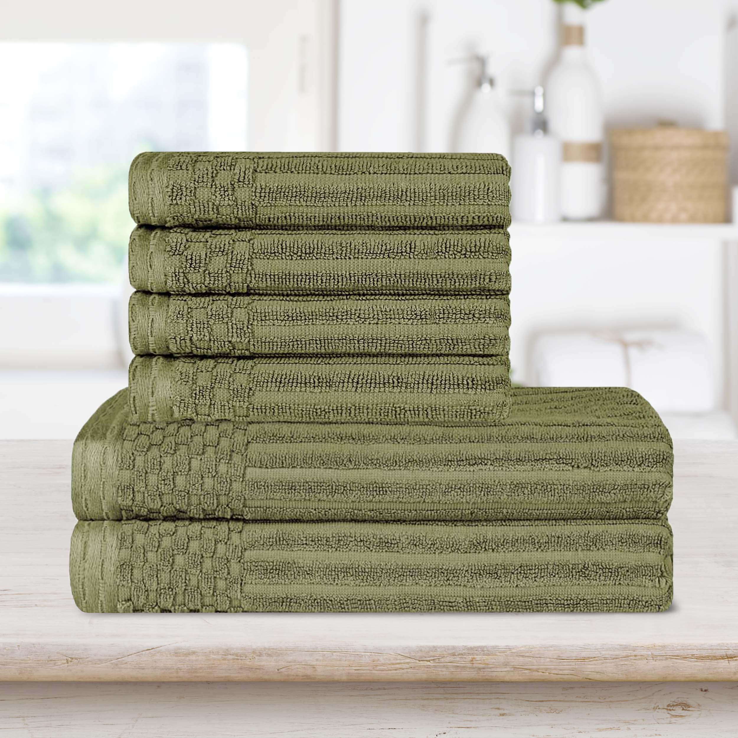 Premium Soho Ribbed Textured Cotton Bath Towel Set - Ultra Absorbent, Quick-Drying Hand & Bath Towels for Spa, Gym, and Luxury Home Use