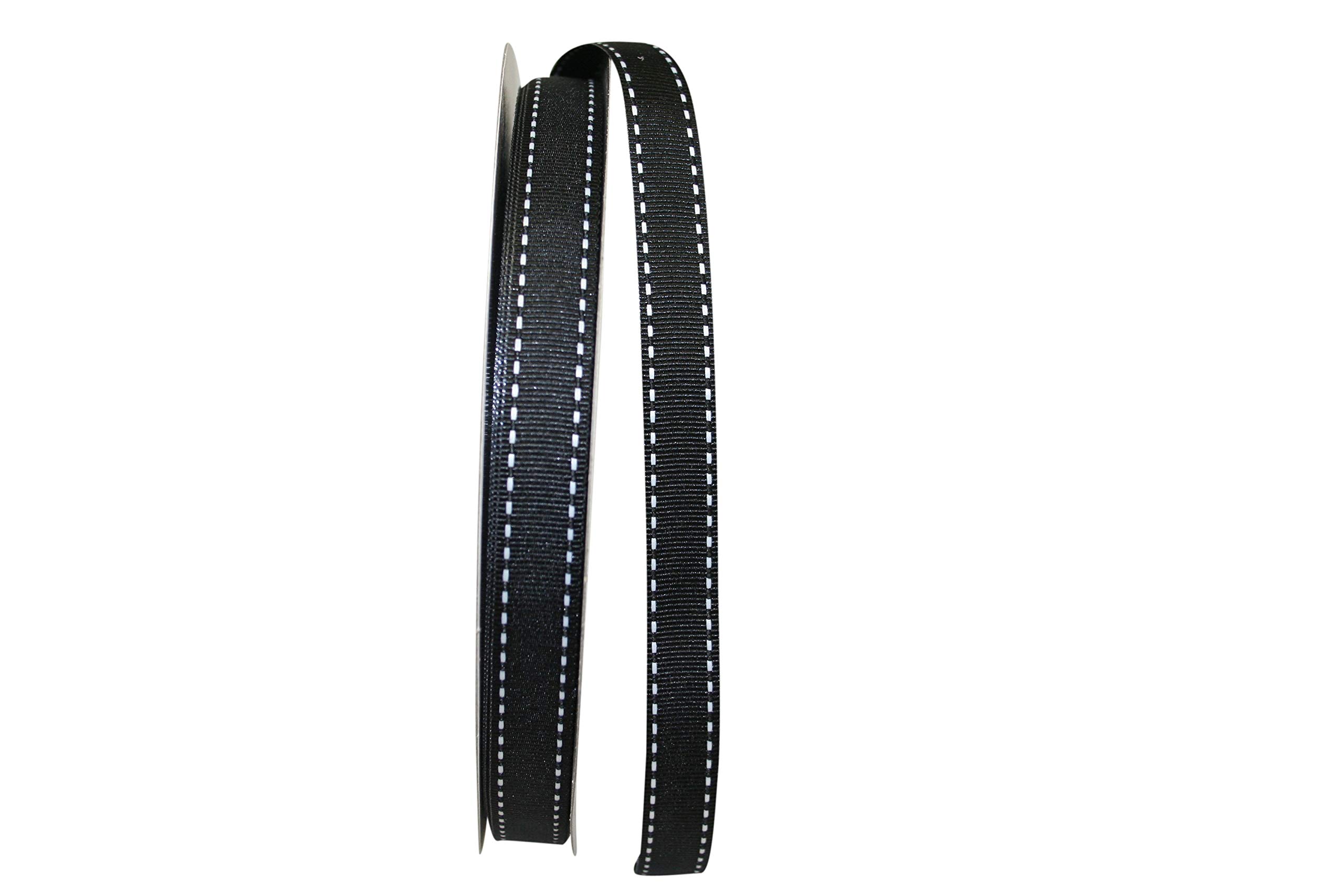 Reliant Grosgrain Ribbon - 5/8 Inch x 50 Yards Black Satin Edge Ribbon for Gift Wrapping, Crafts & DIY Projects | Premium Saddle Stitch Decorative Ribbon