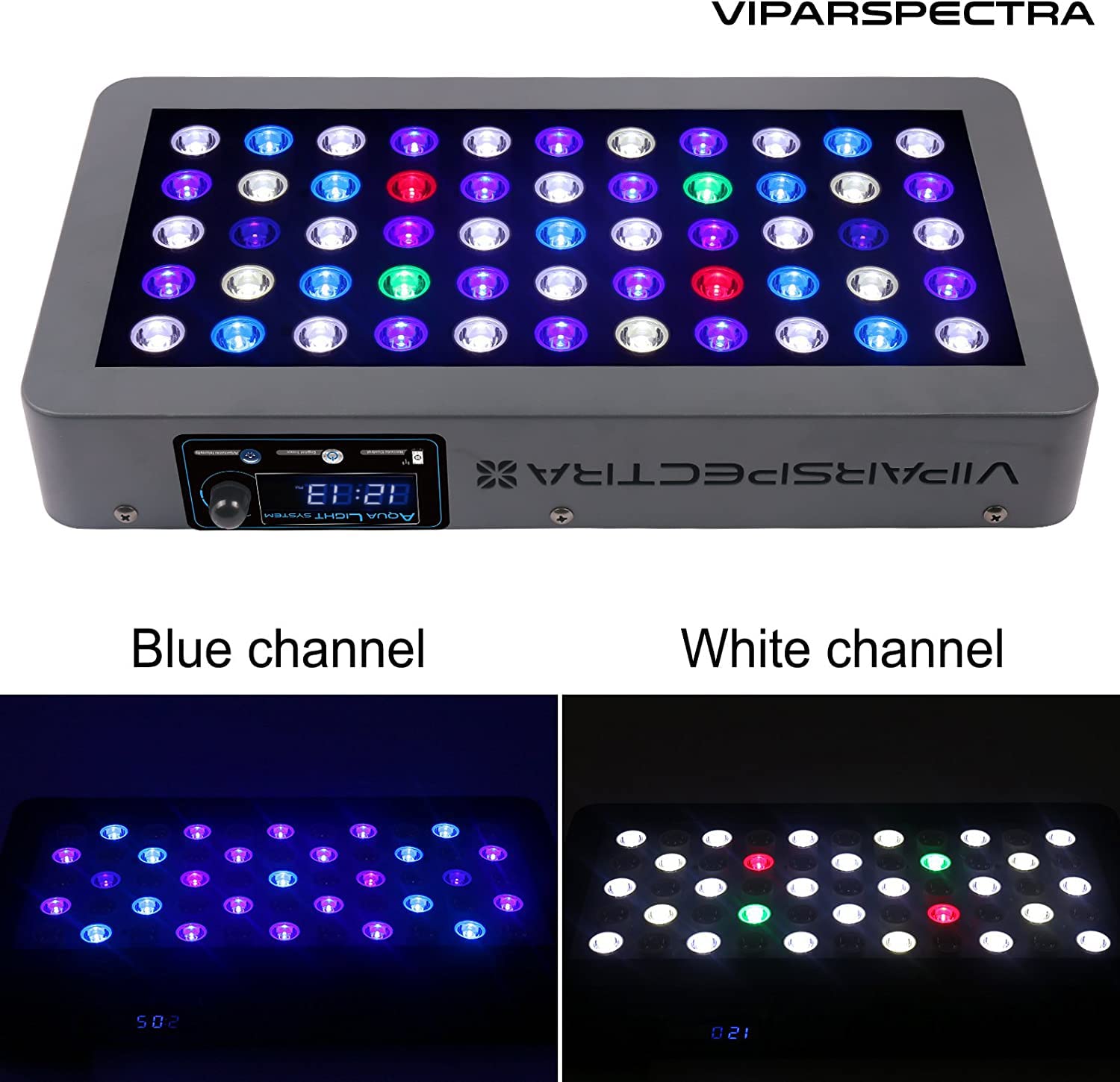 VIPARSPECTRA 165W Dimmable Full Spectrum LED Aquarium Light for Coral Reef & Saltwater Fish Tanks - Remote Control, Timer, Auto On/Off, Adjustable Blue/White Channels (0-100%) - Perfect for Marine Coral Growth & Fish Tank Lighting