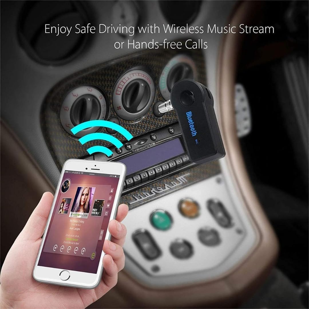 Bluetooth 5.0 Receiver for Car & Home - Wireless Aux Adapter with Noise Cancelling, Hands-Free Calling - Compatible with Stereo Systems & Wired Headphones (Perfect for Commuting, Home Audio & Office Use)