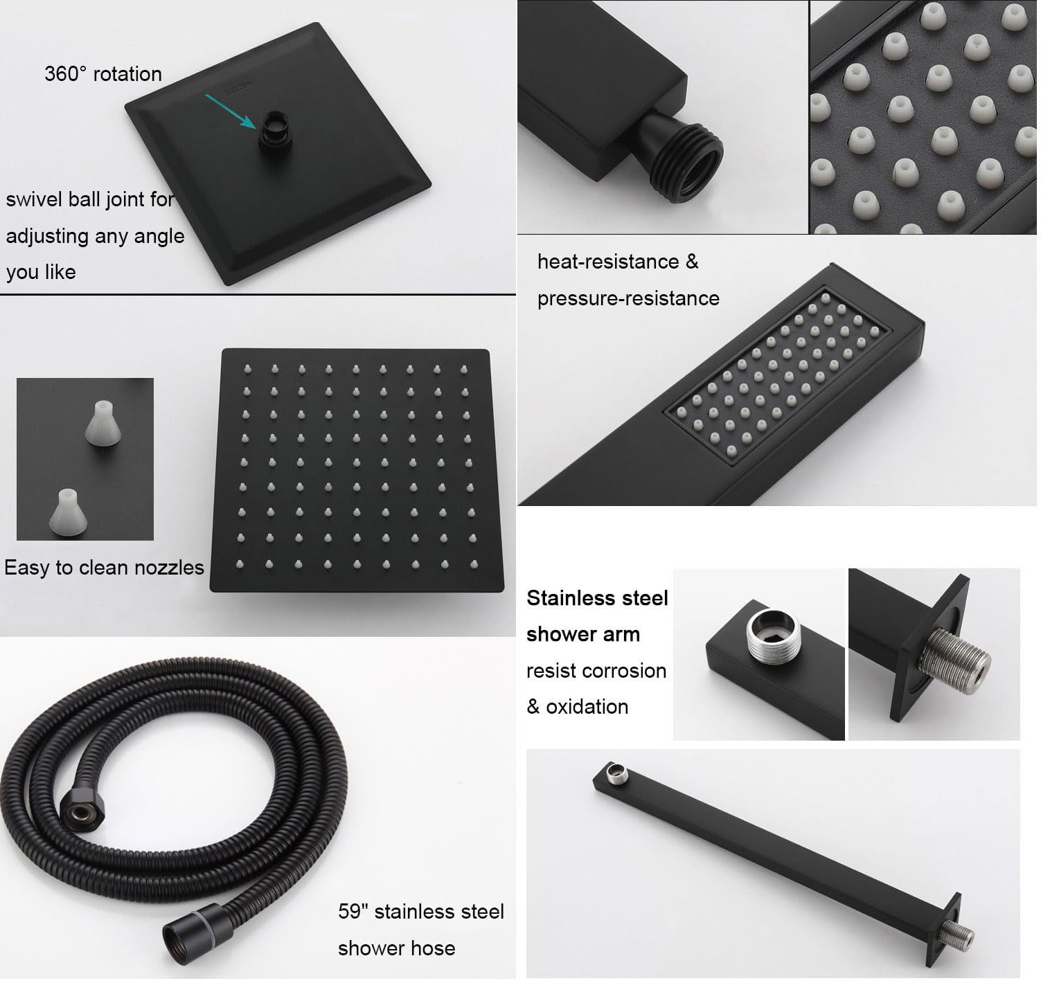 Premium Matte Black Shower System - Rain Shower Head with Handheld Spray, Pressure Balance Valve & Trim Kit for Luxurious Bathroom Upgrade | Perfect for Master Bath, Spa-Like Experience & Modern Home Renovation
