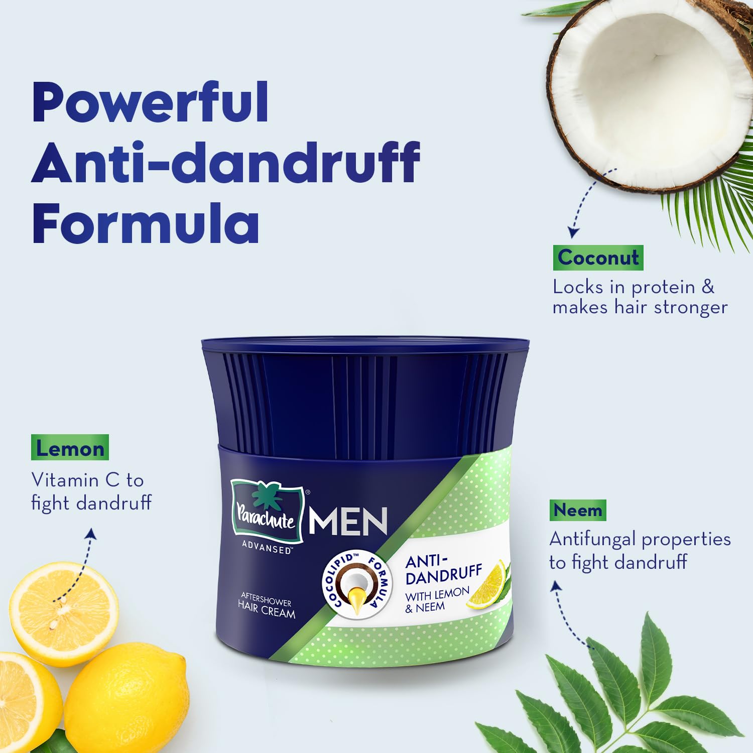 Parachute Hair Cream for Men - 100ml (Pack of 3) | Anti-Dandruff Treatment | Post-Shower Hair Moisturizer | Non-Sticky Oil-Free Formula | Perfect for Daily Styling & Frizz Control